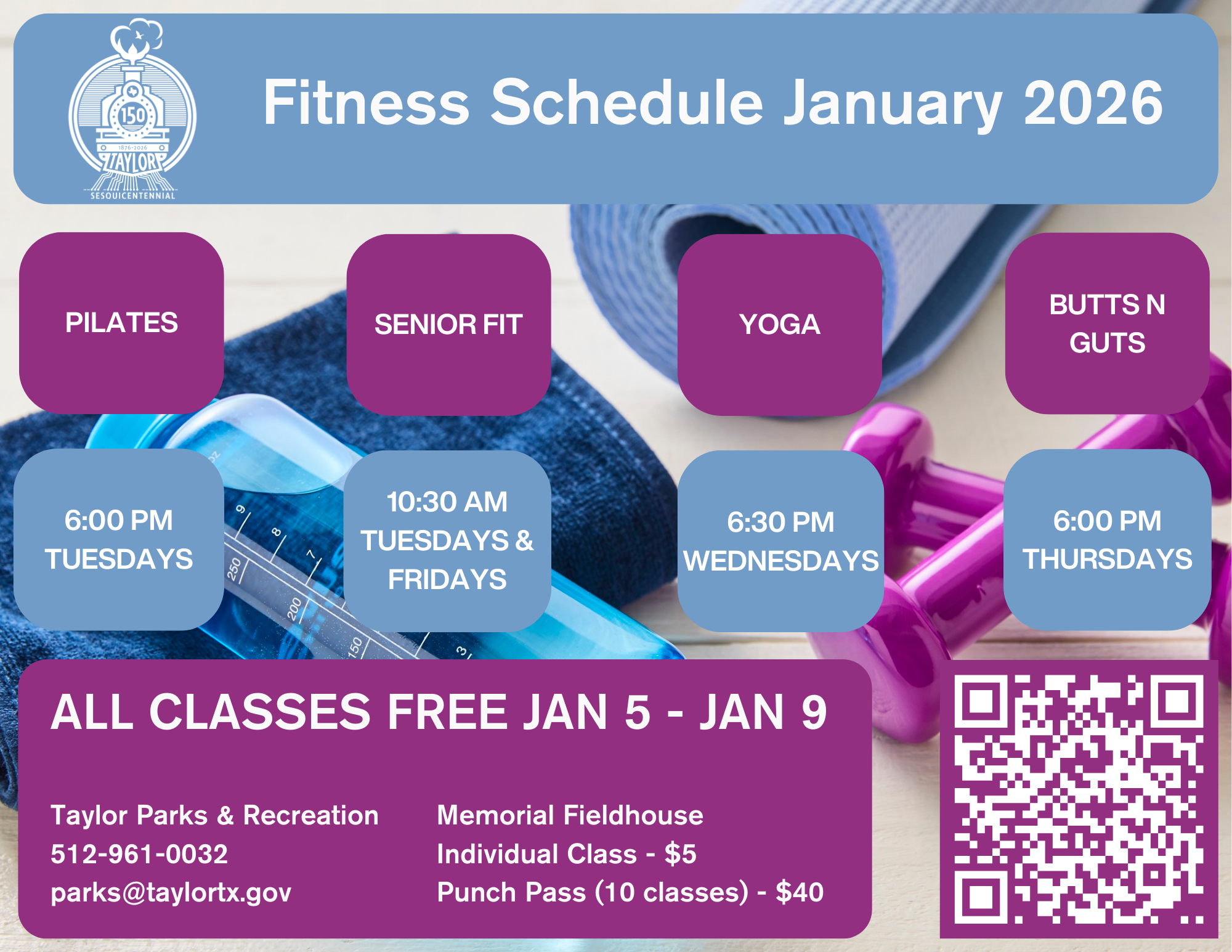 Fitness Schedule January 2026